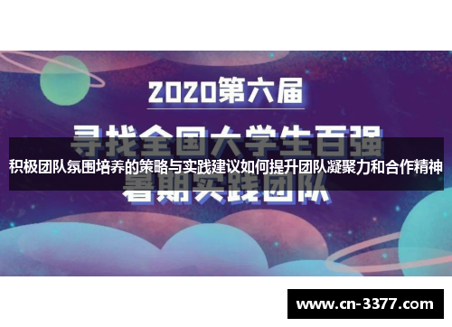 积极团队氛围培养的策略与实践建议如何提升团队凝聚力和合作精神